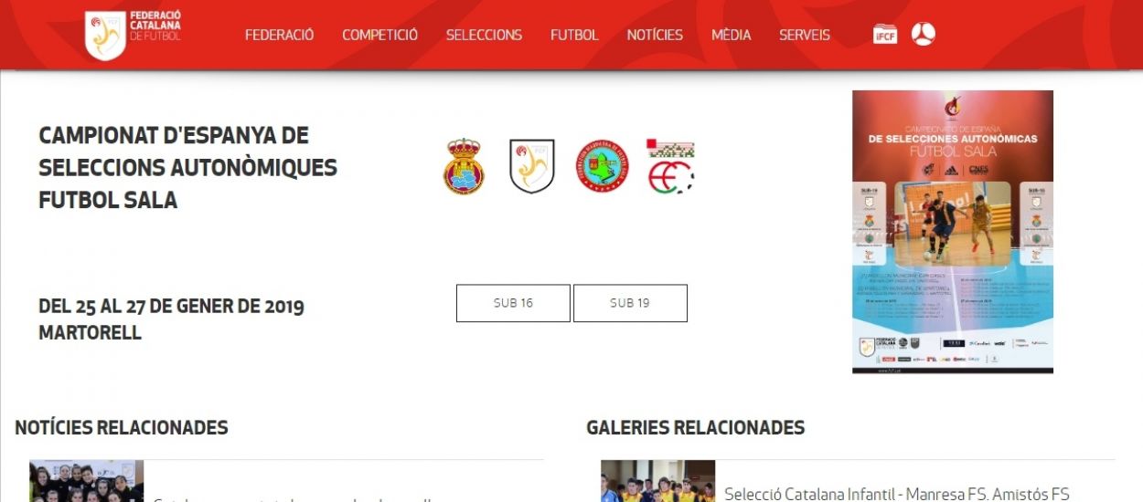 Un apartat exclusiu per seguir la Fase Prèvia del Campionat d’Espanya sub 19 i sub 16 de futbol sala