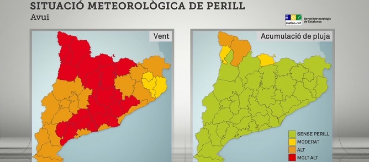 Activada l'alerta per l'episodi de fort vent a Catalunya