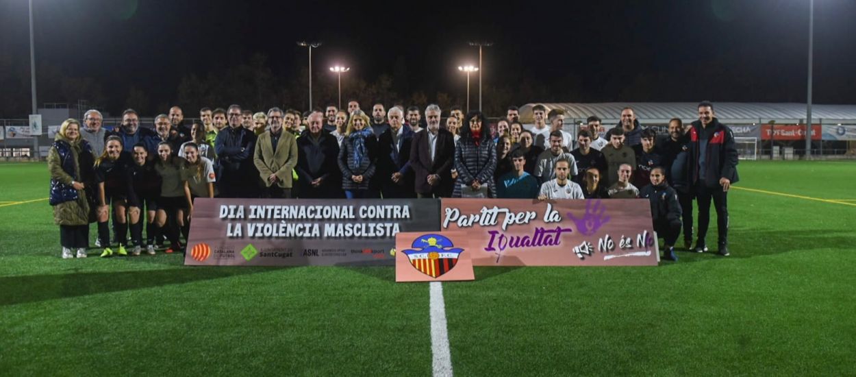 El president Soteras, al partit mixt per la igualtat del Sant Cugat FC